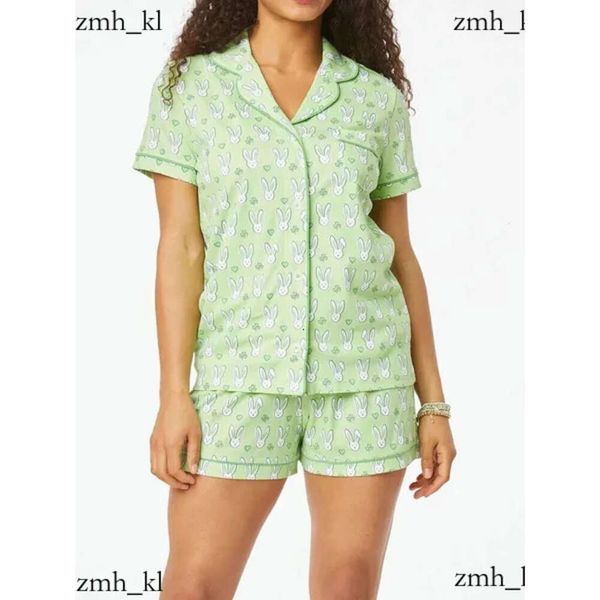 Designer Womens Cute Roller Kaninchen zweiteilige Pyjamas Druckpyjama -Hemd Shirt Casual Wear 837