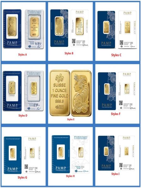 Andere Kunsthandwerk 24k Gold plattiert 25G5G10G1OZ Suisse Gold Bar Bullion Münzversiegelung mit unabhängiger Seriennummer C1265730