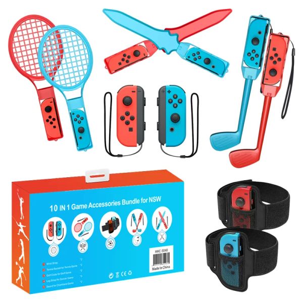 Altoparlanti 2024 Switch Sports Accessori bundle 10 in 1 kit di accessori per famiglie per giochi sportivi NS compatibile con Switch/OLED