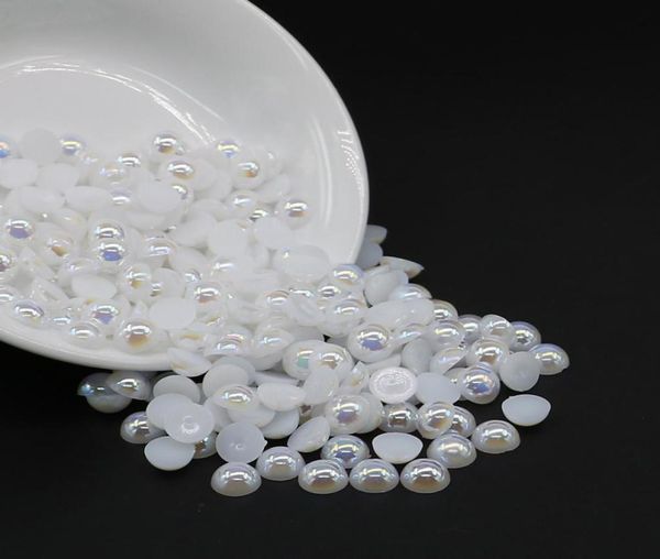 ABS INTEIROS Half Pearl Bads Pure White AB Color All Size Flatback no strass para decoração de roupas1146145