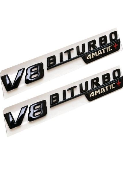 2pcs Glossy Black V8 Biturbo 4matic Car Fender Emblem Sticker для Mercedes benz1255692