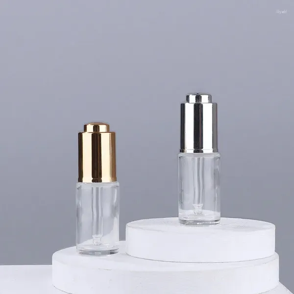 Garrafas de armazenamento 2pcs/lote 15ml Perfume vazio Amostra essencial amostra de frascos de vidro garrafa de gotas de vidro com pipeta gota de frasco cosmético Bomba de prensa