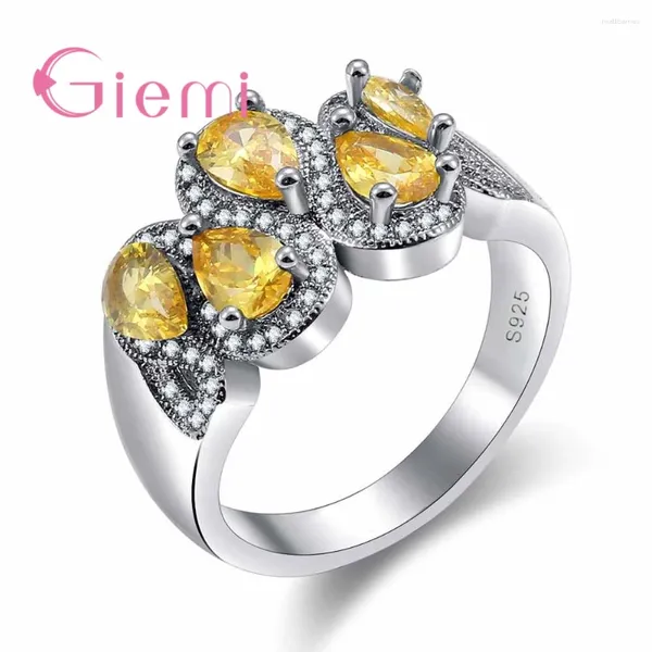 Clusterringe Marke hochwertige verzierte Kristallform luxuriöser und großzügiger Stil 925 Sterling Silver Ladies Ring weiblicher Bague