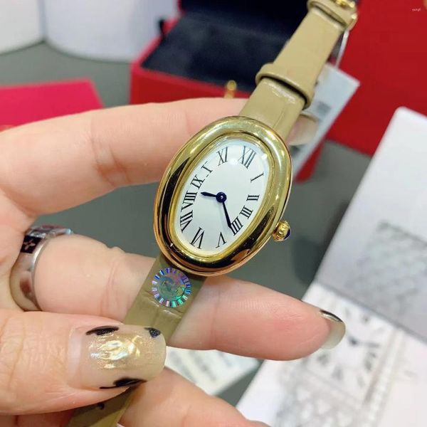 Orologi da polso top designer di lusso marchio donne guardano eleganti regalo di moda di alta qualità in cuoio da bagno ovali da bagno ovale in pelle