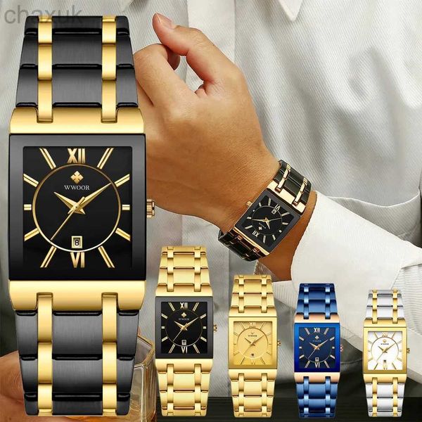 Avanadores de punho wwoor 2023 Moda mass relógios de moda Top Brand Wrist Watch Watch Quartz Square impermeável Genebra Design Relógio Relógio Masculino D240417