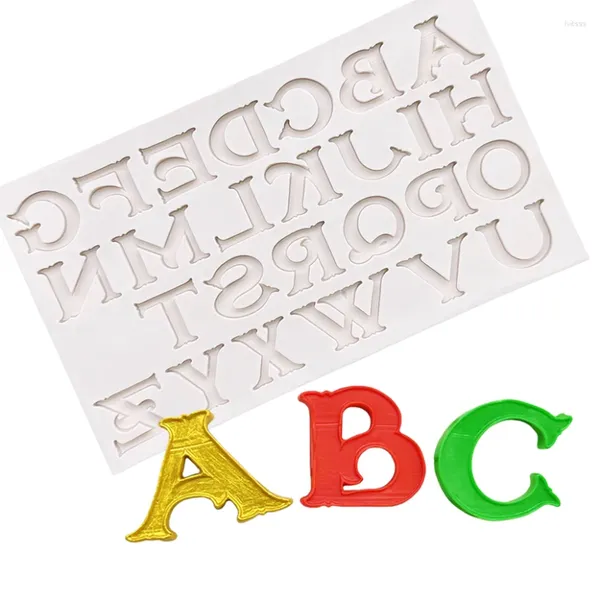 Backformen Großbuchstaben Alphabet Silikon Kuchenform Zuckerfahrzeug Schokoladen -Cupcake -Harz -Werkzeuge Fondant Dekoration