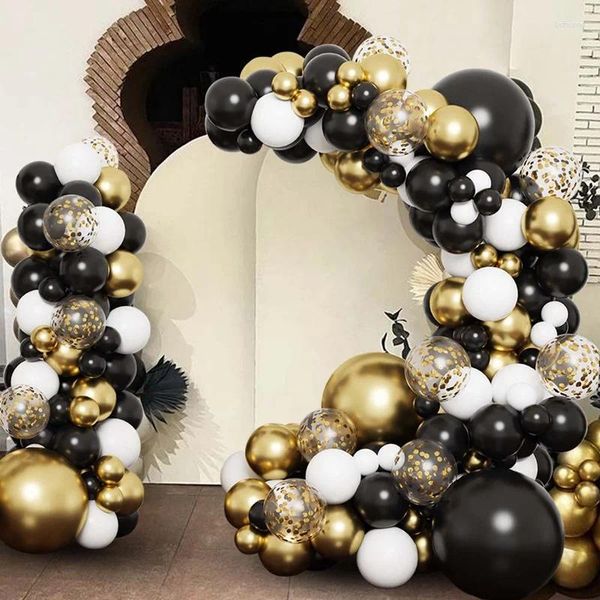 Decoração de festa 116pcs Black Gold Balloon Garland Kit Aniversário Crianças Casamento Baby Charf Boy House Decor