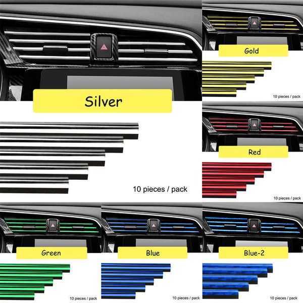 Yeni 10 adet/set 20 cm araba stil pervazları çıkış şerit otomatik hava havalandırma ızgaraları jant süslemeleri dekorasyon şeritleri aksesuarları