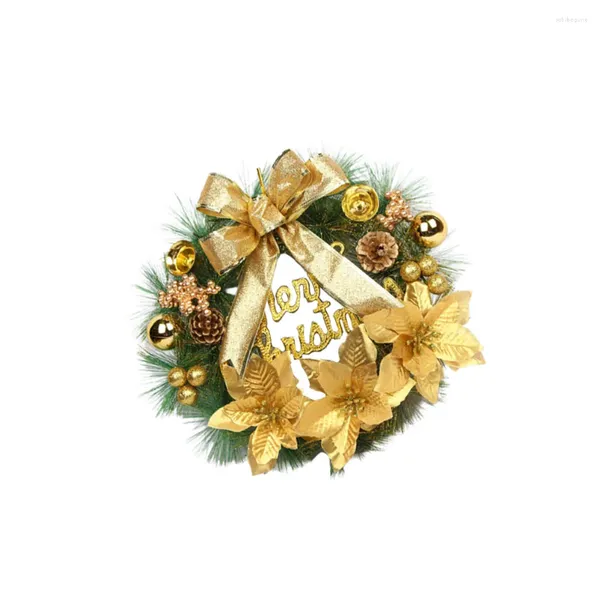 Flores decorativas 30 cm de natal de pinheiro artificial Decoração pendente para festa da parede da parede da parede (dourada)