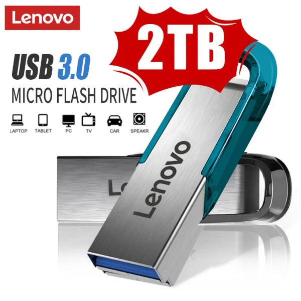 Adaptör Lenovo USB 3.0 Flash Sürücü 2TB 1 TB Pendrive 512GB 256GB USB 3. 0 Bellek U Stick Pen Drive 128GB Flash USB Disk PC için Su Geçirmez