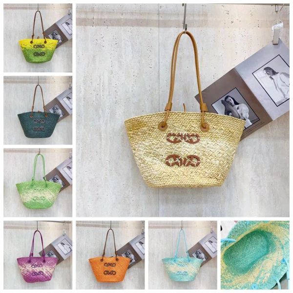 Mulheres Bohemian Boho Straw Bolsa de praia Designer feminino Bacha de tricô