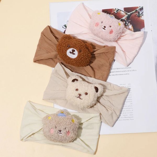 Baby Girls Garotas Nylon Bandas de cabeça com desenho animado Urso de cartoon Beara de cabeça recém -nascida Acessórios para cabelo de turbante Bandana de cabelo