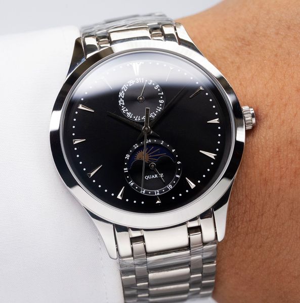 Mens Watch Designer Watch Automatic Mechanical Quartz Watch 40 мм фаза фаза луны Hardlex Crystal 316L Стрип из нержавеющей стали Montre de Luxe Business Watch