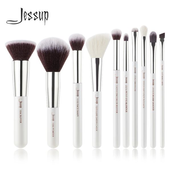 Kits Jessup Professionelle Make -up -Bürsten Set 10pcs Make -up -Pinselwerkzeug Kit Fundament Pulver Puffer Wangen Shader Pinsel Set Pulver