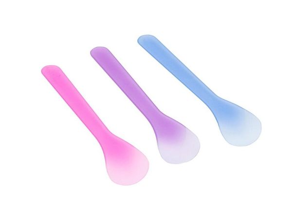 100pcs kozmetik spatula kaşıkları tek kullanımlık kavisli kepçe 13cm plastik makya
