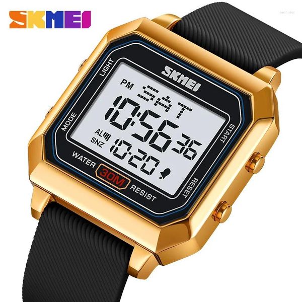 Armbanduhren SKMEI Digital Uhr Edelstahl Caseback Dual Time Luminous Hour Uhr 24 System Silikongurt Luxus wasserdicht 2150