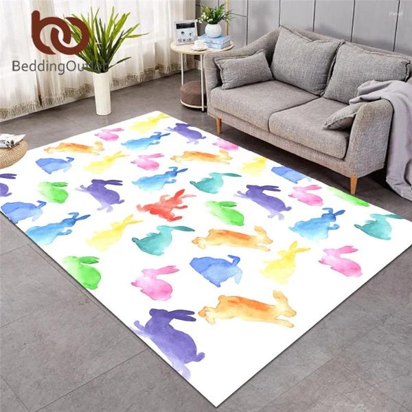 Tapetes de roupas de cama de cama grande tapete grande para a sala do desenho animado Tapete de piso colorido Animal Area Rug Kids Aquarela Tapis