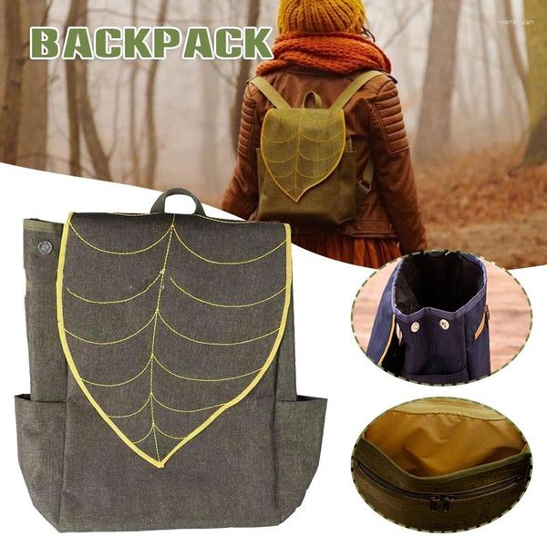 Backpack Green Cork Leaf Flip Flip Tampa em forma de lona Bolsa de ombro Fechamento de fivela Casual Daypack Sal99