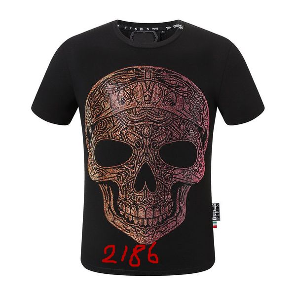 Philipe Plein T-shirts Brand Luxury Moda Moda Design original Round Round Pescoço curto Skull PP Classic Top Cotton Rhinestone Hip Hop Casual Casual Roupos P2