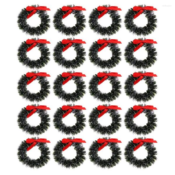 Flores decorativas 20 PCs Anéis Wreaths Christmas Small Circle Toy Furniture Ornament