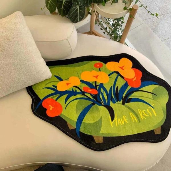 Teppiche Retro Blumenteppich kreativer Teppich Trend Schlafzimmer Wohnzimmer Couchtisch Kissen Faul Wolle Pelzige Balkon Bucht Bodenmatte