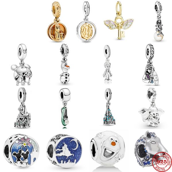 925 Sterling Silver Fit Women Charms Beads Bracciale Castino Castello Flower Fairy Rabbit Wings