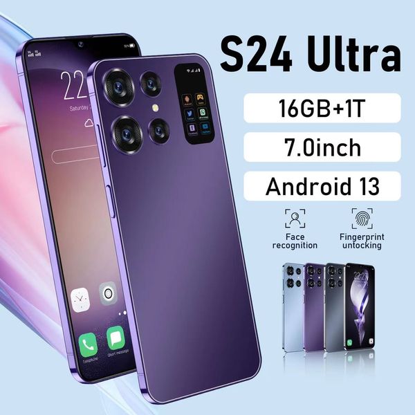 7,0 дюйма S24ultra S 24 Ultra HD Screen 16G+1T Смартфон 8000MAH Android13 Celulare Dual SIM -поверхность разблокированная NFC 5G Мобильный телефон