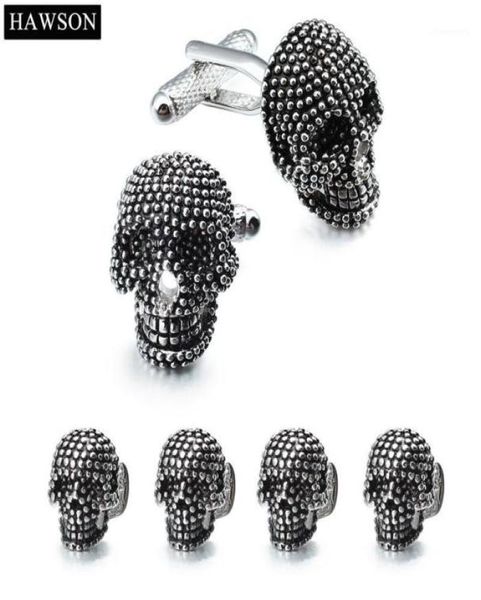 Mufflinks Trendy Skull Studs Set Mens White Tuxedo Gioielli Accessori per feste Black smalto Black Cuff Links17291109