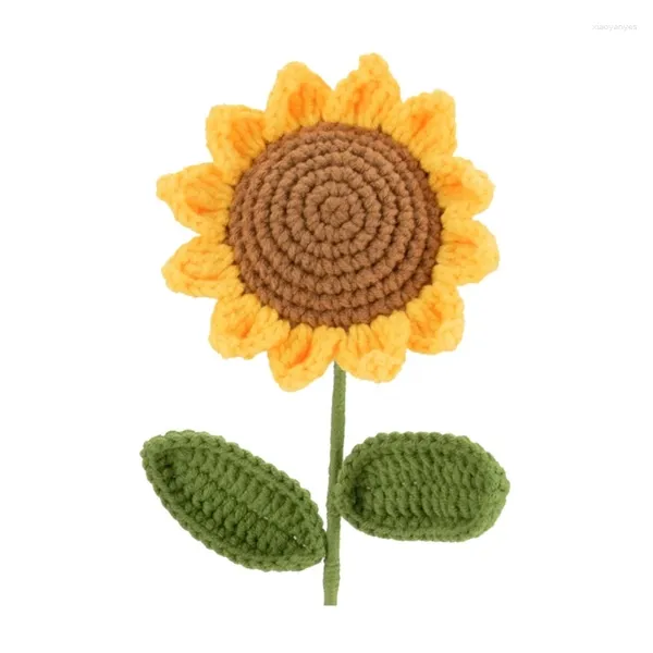 Dekorative Blumen häkeln gestrickte Sonnenblume Künstliche Blume Wolle mit Stämen Festival Tisch Mittelstücke Dekoration Valentinstag