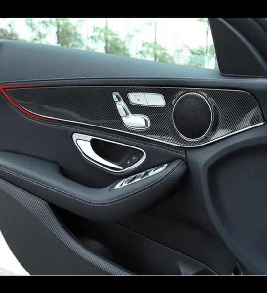 Carbon Faserstil Autotürtafel Abdeckung Trim 4PCs für Mercedes Benz GLC X253 201618 ABS Auto Interior Modified1163427