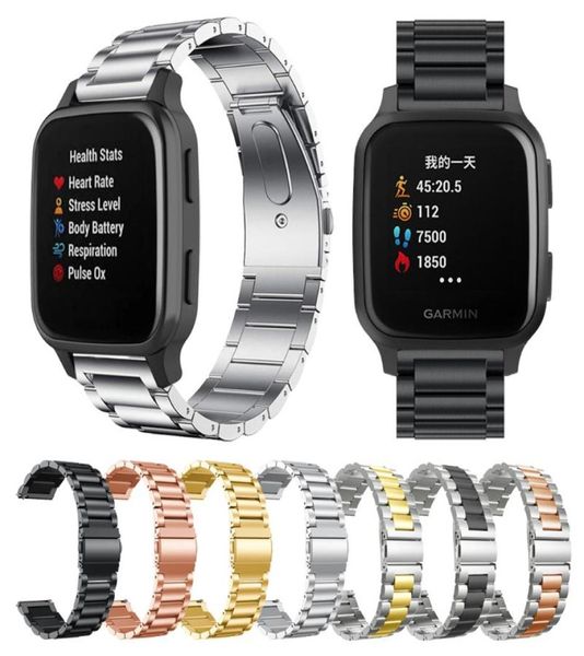 Assista Bands Metal Stainless Steel Strap para Garmin Venu Sq Music Music Smartwatch Band Band Bracelet Acessórios Forerunner 645m 245m W2968997