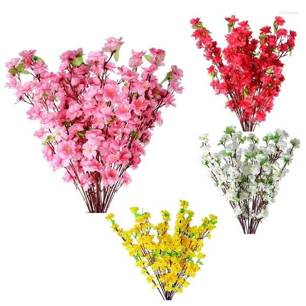 Fiori decorativi at35 10pcs pesca fiore bouquet finte piante finte per arredamento