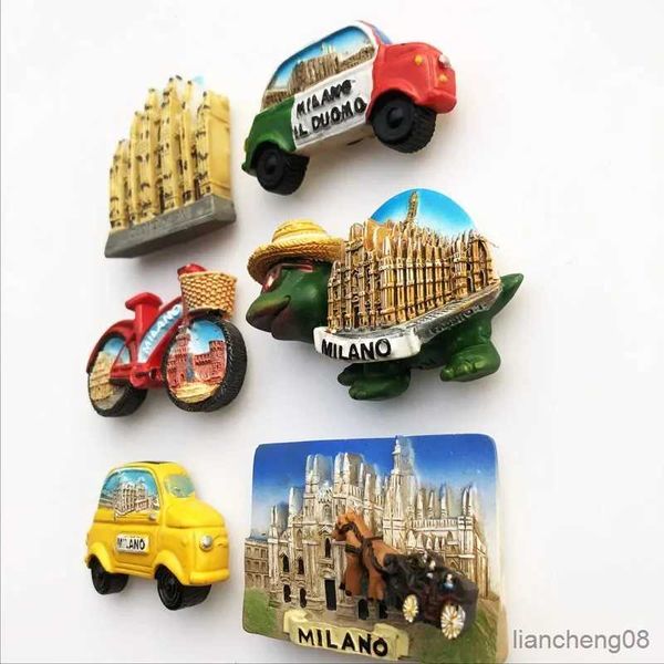 Kühlschrankmagnete Mailand Kühlschrank Magnete Italien Wahrzeichen Tourismusgedenksen Dekorative Handwerk Schildkröten Busfahrrad Magnet Kühlschrank Magnete Home Dekoration