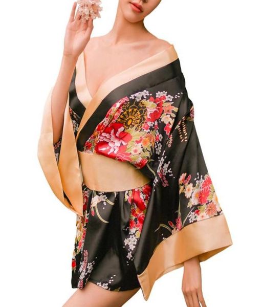 Women039s tradizionale giapponese Kimono in stile yukata costumi pigiani in costumi di kimono floreale gioco di ruolo con 8918921325