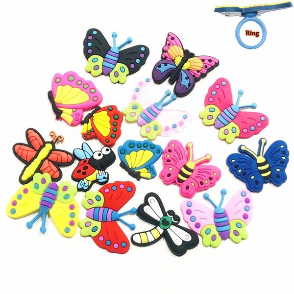 Clusterringe 15pcs PVC Bunte Libelle Butterfly Finger Schmuckzubehör Verstellbare Ringurlaub für Kinder schöne Schmuckstücke