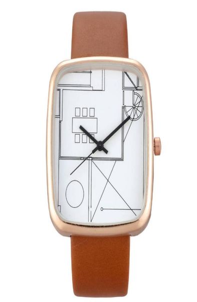 Arte criativa simples cwp quartzo feminino assista desejar moda relógios retangulares de 36 mm de diâmetro wristwatches2604642