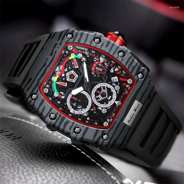 Relógios de pulso Moda Black and Gold Multicolor Watch for Men Outdoor Sports Leisure Business Men's