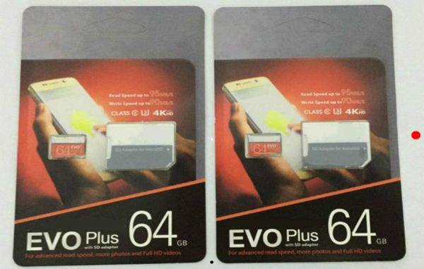 16GB32GB64GB128GB256GB de alta qualidade EVO PLUS UHSI TRA FLASH TF CLASS CLASSE 10 U3 cartão de memória com adaptador Speeds mais rápido