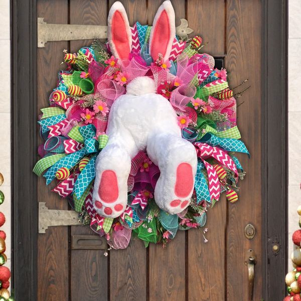 Ears de coelho grinaldas de bunda de páscoa decoração de porta de páscoa DIY ladrão com formato de desenho animado 240407