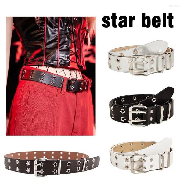 Gürtel modische Männer Frauen Punk Style Kette Gürtel verstellbare Jeans Hollow i1i4 Schnalle Stern Breace Metall Bundesleder do f8c7