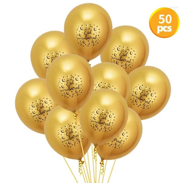 Parti dekorasyonu 50 adet Müslüman Ramazan Lateks Balon Eidmubarak 12 inç 2.8g Metal Renk Alfabe Topu Toptan