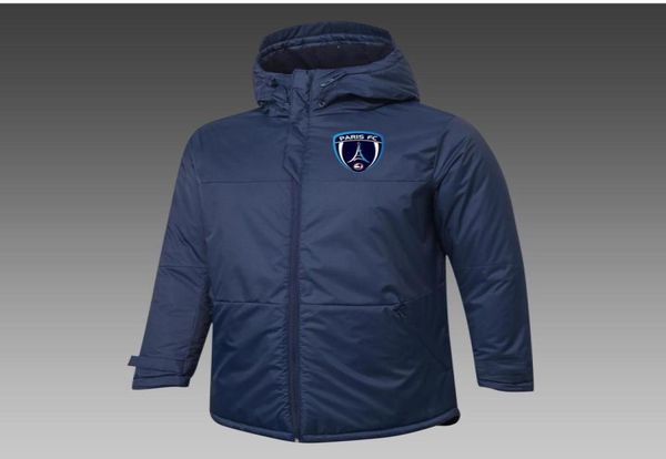 Mens Paris FC Down Jacket Winter Slave Sleeve Casa de moda Moda Owearwear Puffer Soccer Soccer Parkas Emblems Customized9023546