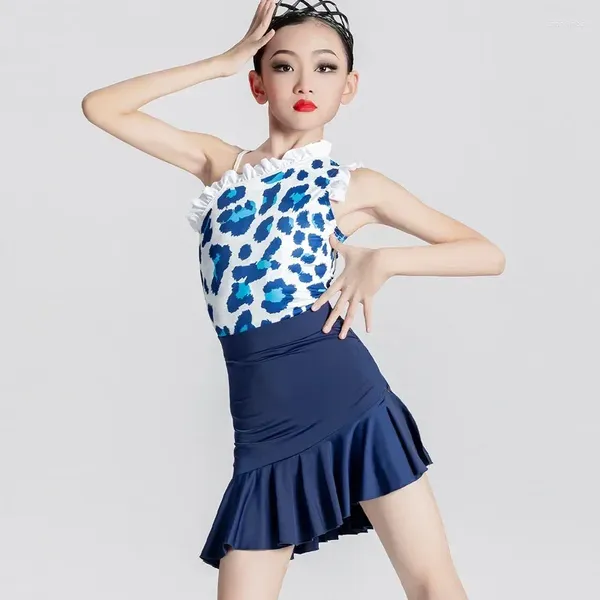 Giyim Setleri Latin Dans Elbisesi 2024 Yaz Kız Çocuklarının Üst Düzey Uygulama Performansı Minimalist Set