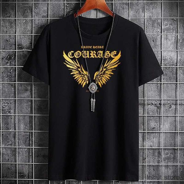 Herren T-Shirts T-Shirt für Männer Hemden Grafische Tee Crossfit Harajuku Mode hochwertige große Männer T-Shirt gedruckt T-Shirt-Kleidung Goldene Flügel