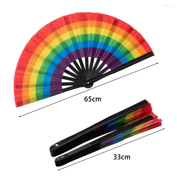 Dekorative Figuren Wellenhandfan LGBT Rainbow Folding Fans für Festivals Events Set von 2 tragbaren Tanzpartys Musikclubs