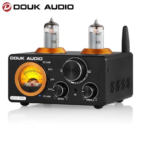 Amplificador Douk Audio HiFi Vacuum Tubo Power amplificador Bluetooth 5.0 Receptor estéreo USB Coaxial DAC/OPT AUDIO