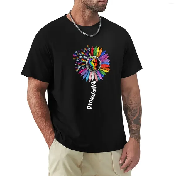 Polos maschile orgoglioso alleato di girasole pugno trans gay lgbtq pride mese t-shirt spazzolini camicetta camicetta uomo maglietta