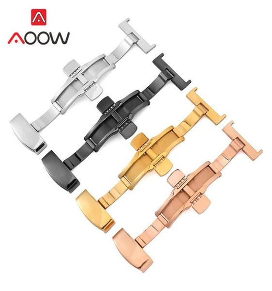 Assista Bands 16mm 18mm 20mm de upgrade Butterfly Buttle Pushle Pushle Pushle 316L Aço inoxidável Banda de qualidade Strap Metal Clop Accesso2969033