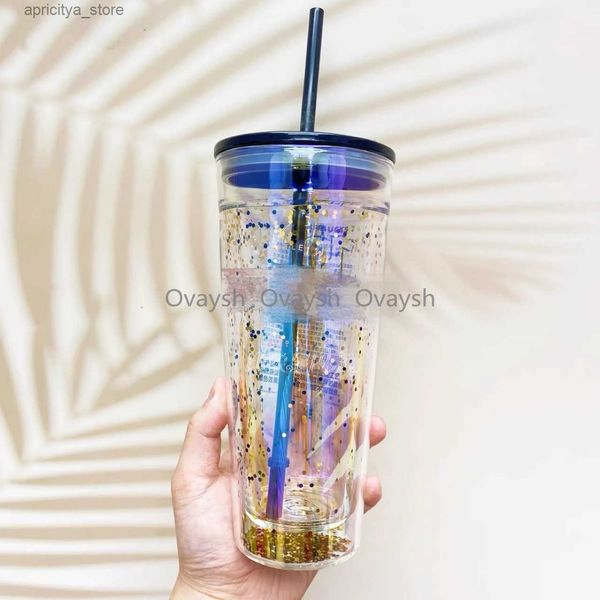 бутылка с водой Starbucks 10th Anniversary Cool Black Glass Mugs Двойной соломенные чашки кофейная чашка летняя холодная напитка ледоволо