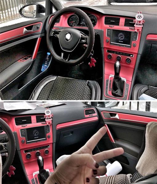 Adesivi per protezione in fibra di carbonio rossa interni Stilching di auto per auto per VW Golf 7 Mk7 GTI Accessori2874278